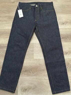 NWT Asket Men's Raw Japanese Denim Slim Indigo Organic Jeans Made Italy 33x30
